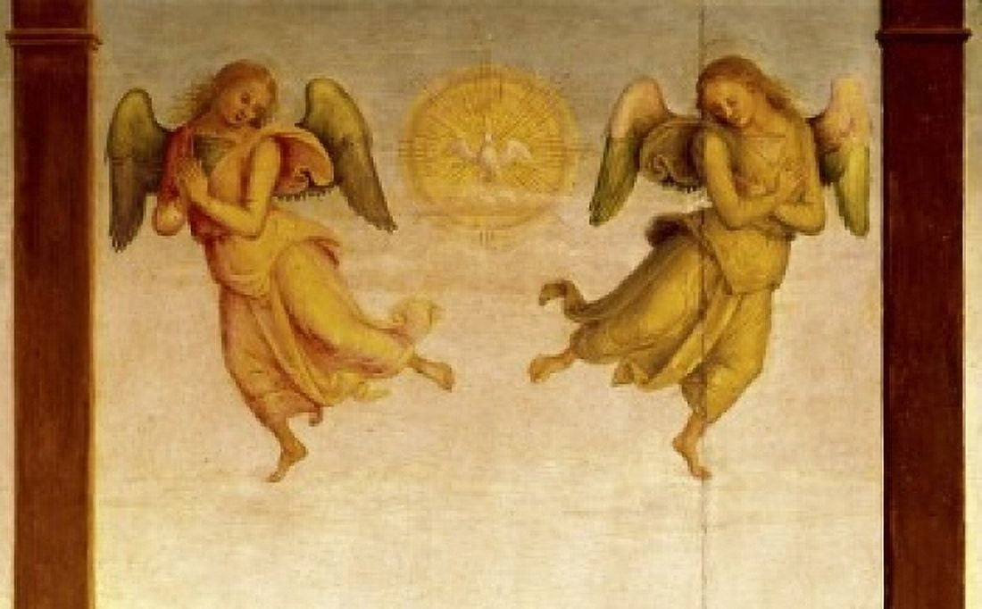 Polittico di St Augustine (Angel Detail) Pietro Perugino (c 1450-1523 Italian) National Gallery Perugia Italy Canvas Art - Pietro Perugino (24 x 36)