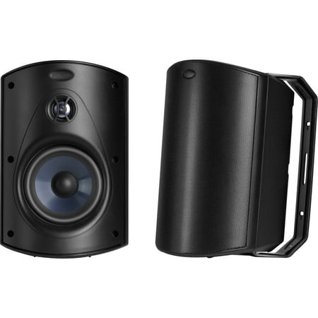 Polk Audio Atrium 6 Outdoor All-Weather Speakers with Bass Reflex Enclosure, Speed-Lock Mounting System, (Pair, Black) - Black