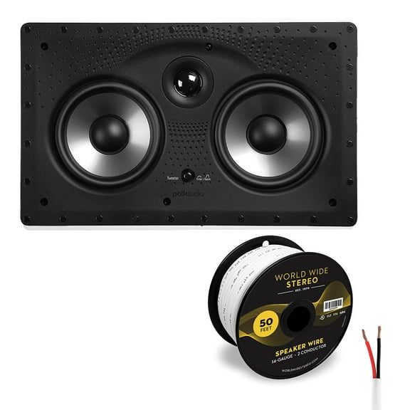 Polk Audio 255c-RT Vanishing In Wall Center Channel Speaker Cable Bundle