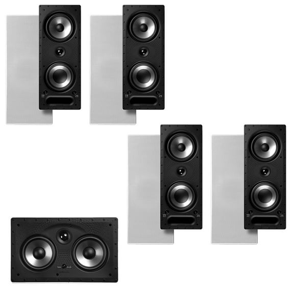 Polk Audio 265-RT 3 Way Vanishing In Wall Speakers (4 Pack) and 255c-RT Center Channel Speaker Bundle (White)