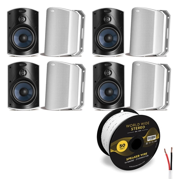 Polk Audio Atrium 4 All Weather Outdoor Loudspeaker Cable Bundle - 8 Pack (White)