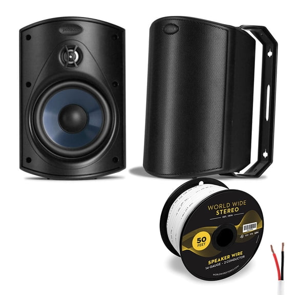 Polk Audio Atrium 4 All Weather Outdoor Loudspeaker Cable Bundle - Pair (Black)