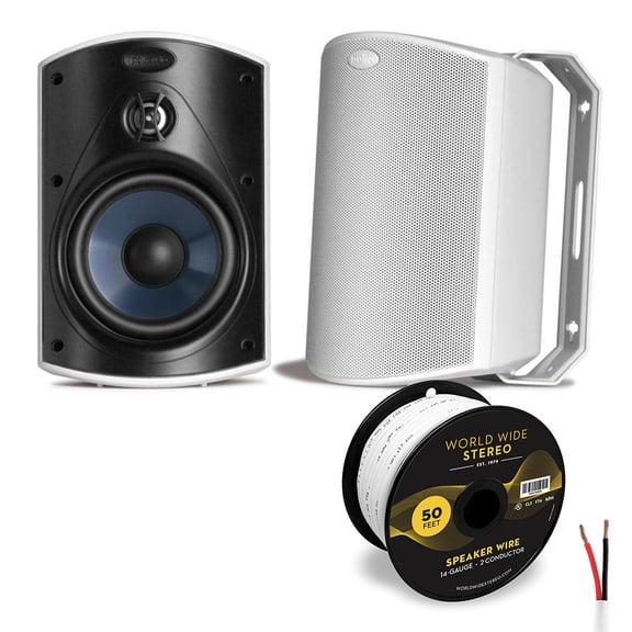 Polk Audio Atrium 4 All Weather Outdoor Loudspeaker Cable Bundle - Pair (White)