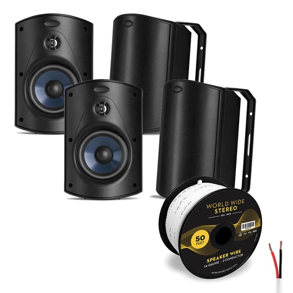 Polk Audio Atrium 5 All Weather Outdoor Loudspeaker Cable Bundle - 4 Pack (Black)