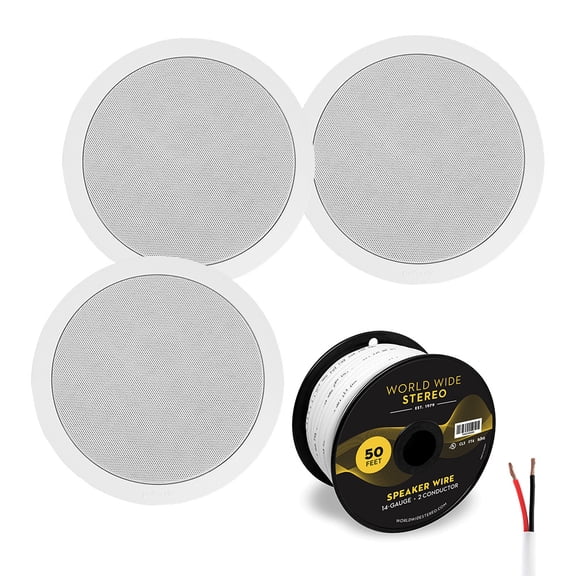 Polk Audio MC 60 6.5 Inch In Ceiling Speaker Cable Bundle (3 Pack)