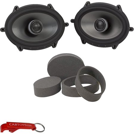 Polk Audio MM1 Series MM572 Speakers & Fast Rings Better Audio Bundle. 5x7 Inch 300W Peak, 100 W RMS Coaxials for Marine/Boat/ATV/Car Audio, Rings Increase Mid-Bass, Reduce Vibration & Rear Reflection