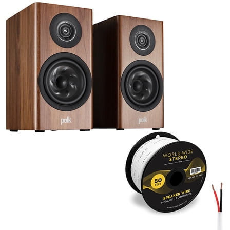 Polk Audio Reserve R100 Bookshelf Speaker Cable Bundle (Walnut)