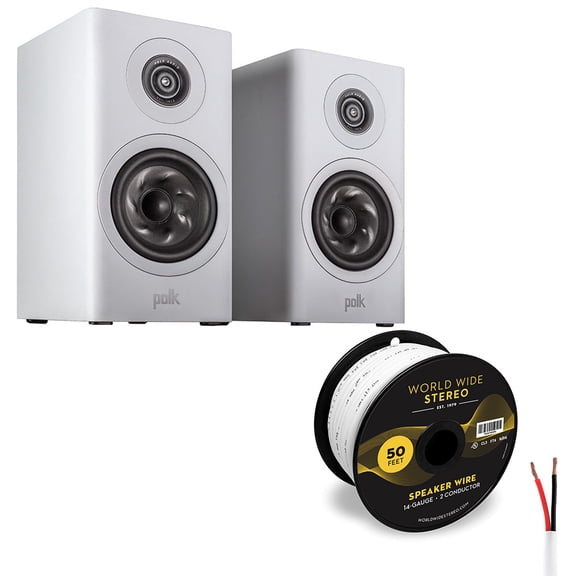 Polk Audio Reserve R100 Bookshelf Speaker Cable Bundle (White)