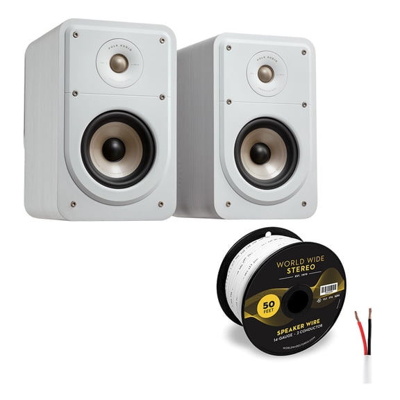Polk Audio Signature Elite ES15 Bookshelf Speaker Cable Bundle (White)