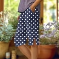 thumbnail image 1 of Polka Capris Pants Women Knee Length Side Slit Button Loose Straight Leg Soft Casual Daily Wear Shorts Navy XXL, 1 of 5
