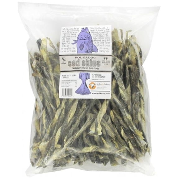 Polka Dog Bakery Cod Skins Crunchy Sticks Dog Treats, 2 Lb