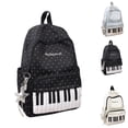 thumbnail image 1 of Polka Dot Backpack Cute Coquette Backpack Aesthetic Piano Design Back Pack Daypack with Pendant,Black, 1 of 6
