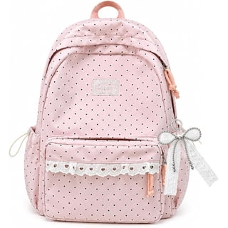 Polka Dot Backpack Cute Coquette Backpack Y2K Aesthetic Polka Dot Bookbag Large Laptop Travel Daypack with Bow