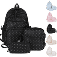 thumbnail image 1 of Polka Dot Backpack Set 3Pcs Cute Daypack Kawaii Nylon Backpacks for Travel Daily Use, 1 of 4