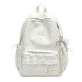 thumbnail image 1 of Polka Dot Backpack for Women, 16.93X11.81X5.91 inch Lace Decor Kawaii Backpack, Cute Casual Daypack, Drawstring Side Pocket Bookbag, Bow Charm Rucksack for Travel Daily Outdoor Walking Use, 1 of 6