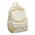 thumbnail image 1 of Polka Dot Backpack for Women, Kawaii Nylon Bookbags with Lace Scalloped Trim, Ladies Polka Dot Rucksack Casual Daypack, Large Capacity Daypack with Drawstring Side Pockets,Yellow, 1 of 9