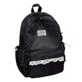 thumbnail image 1 of Polka Dot Backpack for Women, Kawaii Nylon Bookbags with Lace Scalloped Trim, Ladies Polka Dot Rucksack Casual Daypack, Large Capacity Daypack with Drawstring Side Pockets,Black, 1 of 9