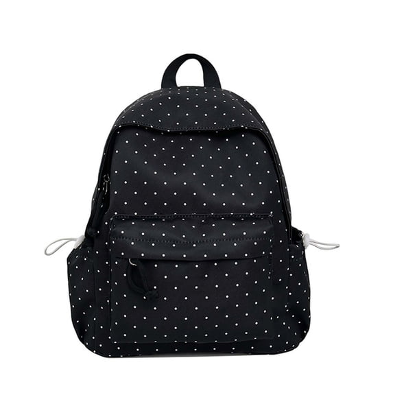 Polka Dot Backpack for Women Y2k Backpack | Lightweight Large Capacity Multi-Pocket Nylon Polka Dot Backpack for School Daypack, Coquette Bookpack Campus Weekend (Black)