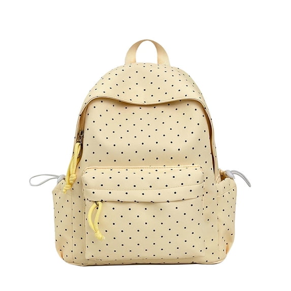Polka Dot Backpack for Women Y2k Backpack | Lightweight Large Capacity Multi-Pocket Nylon Polka Dot Backpack for School Daypack, Coquette Bookpack Campus Weekend (Yellow)