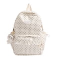thumbnail image 1 of Polka Dot Backpack with Cute Lace Trim, Large Capacity Multi-Pockets Backpack with Pendant for Shopping Outdoor (White), 1 of 10