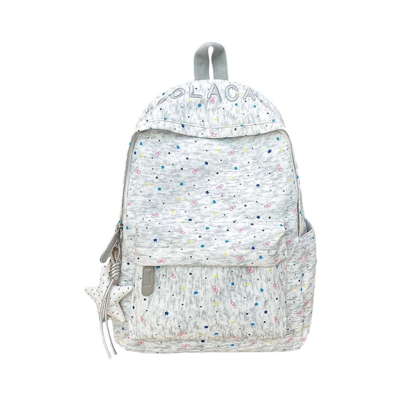 Polka Dot Backpack with Star Charm, Breathable Back Panel, Spacious Interior, Lightweight Daypack for Daily Activities and Fashion Look