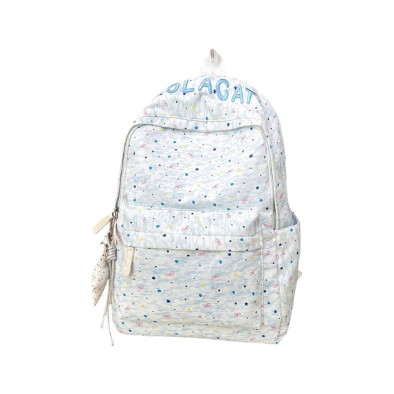 Polka Dot Backpack with Star Charm, Breathable Back Panel, Spacious Interior, Lightweight Daypack for Daily Activities and Fashion Look