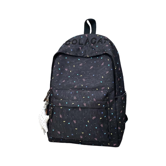 Polka Dot Backpack with Star Charm, Breathable Back Panel, Spacious Interior, Lightweight Daypack for Daily Activities and Fashion Look