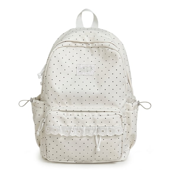 Polka Dot Backpacks Cute Backpack with Lace Coquette Aesthetic Backpack Large Laptop Daypack Cute Lace Backpacks for Classes travel