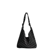 Polka Dot Bag for Women Canvas Tote Handbags Elegant Commuter Shoulder Purse Retro Hobo Bag Spacious Underarm