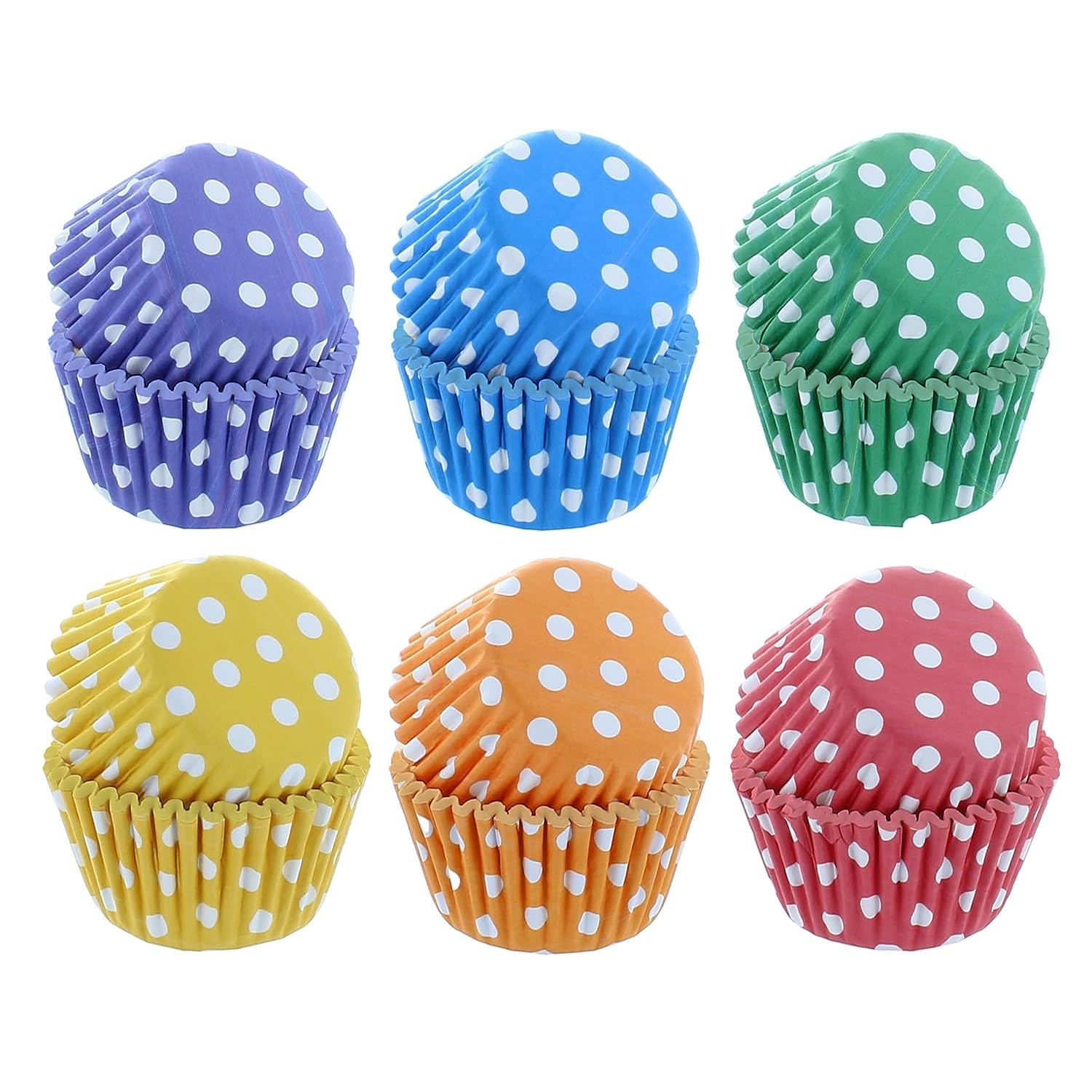 Polka Dot Baking Cups 300 2 Cupcake Liners with White Spots in Rainbow Colors Perfect for Birthdays and Celebrations Greaseproof Paper Liners Bulk Pack of 300 The perfect birthday and celebrat Walmart...