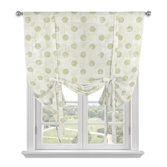 Polka Dot Balloon Curtains for Windows, Bedroom Curtains 54 Inch Length, Green Modern Geometric Vintage Spots Tie Up Curtains Panels Thermal Insulated Bathroom Curtains Window 42"x54"