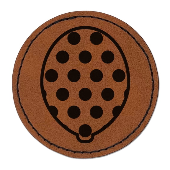 Polka Dot Balloon Party Birthday 2.5" Faux Leather Round Engraved Iron-On Patch - Brown
