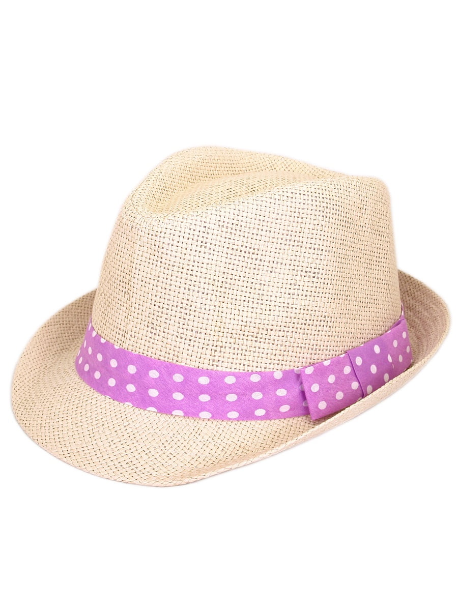 Polka Dot Band Natural Fedora Straw Hat - Walmart.com display picture 2