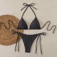 thumbnail image 1 of Polka Dot Bikini Set, Triangle Halter Top with Tie Side Bottom, Two Piece Swimsuit Black S, 1 of 6