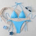 thumbnail image 1 of Polka Dot Bikini Set, Triangle Halter Top with Tie Side Bottom, Two Piece Swimsuit Blue S, 1 of 6
