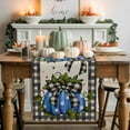 thumbnail image 1 of Polka Dot Blue Pumpkin Cotton Linen Table Runner, Washable Table Runners for Kitchen, Dining Room, Holiday, Home Party Table Decor, 13x48 Inches, 1 of 9