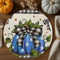 thumbnail image 1 of Polka Dot Blue Pumpkin Round Braided Placemats Set of 2, Bow Leaf Heat Insulation Place Mats Washable Non-Slip Table Mats for Kitchen Dining Party, 15 Inches, 1 of 9