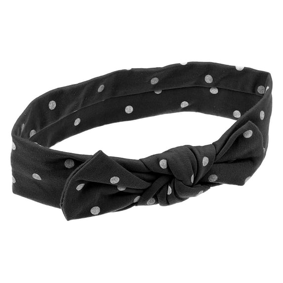 Polka Dot Bow Headband Fashion Cute Cotton Hair Band for Teenager Black 7.7Inch