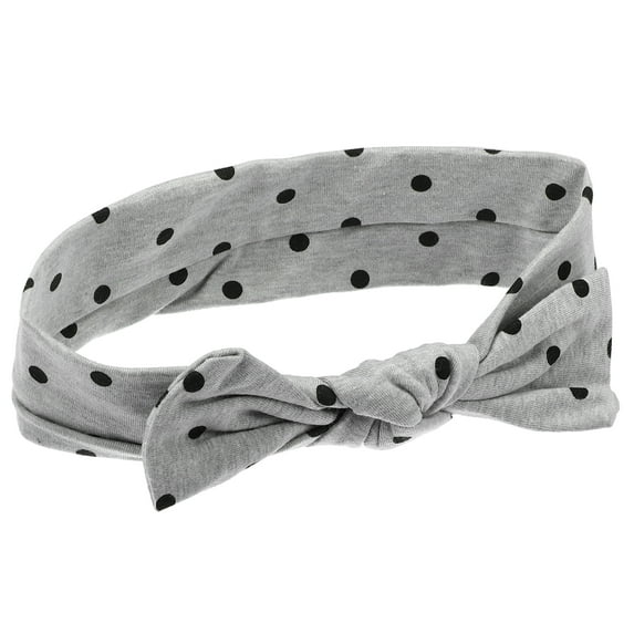 Polka Dot Bow Headband Fashion Cute Cotton Hair Band for Teenager Gray 7.7Inch