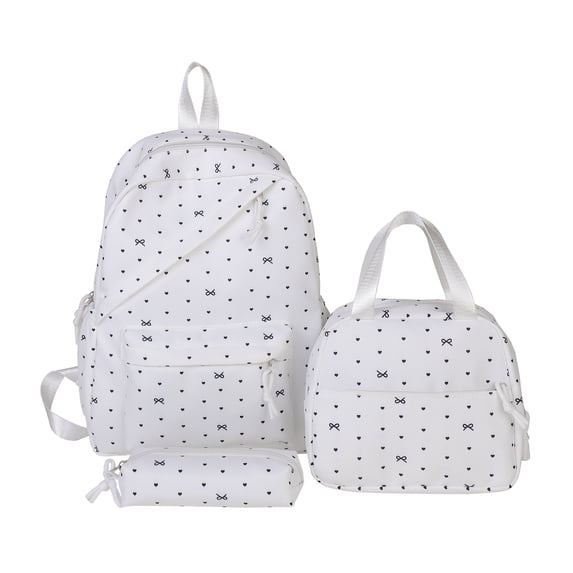 Polka Dot Bow School Backpack Set, Water Resistant Backpack with Pendant, Heavy Duty Bookbag for Travel Work, Yellow