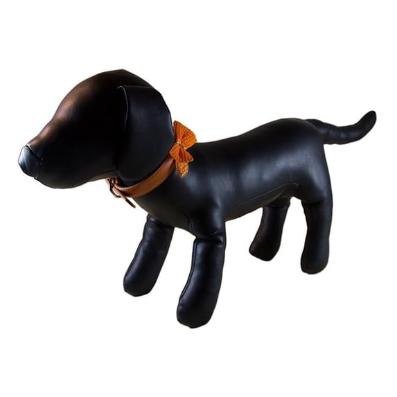 Polka Dot Bow Tie Dog Collar - Orange, Small
