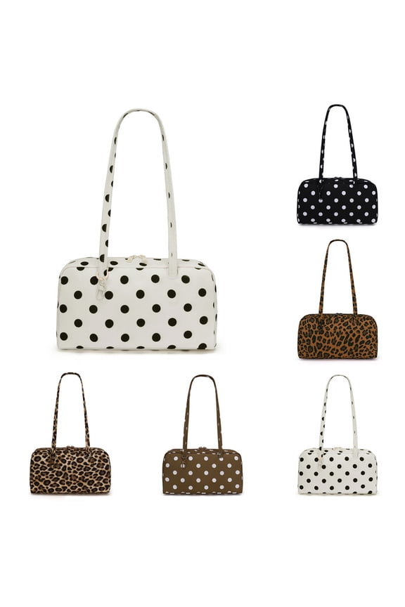 Polka Dot Bowler Bag,Slouchy Tote Bags Polka Dot Nylon Bowler Bag for Women Hobo Bags Large Shoulder Bag for Travel Work College