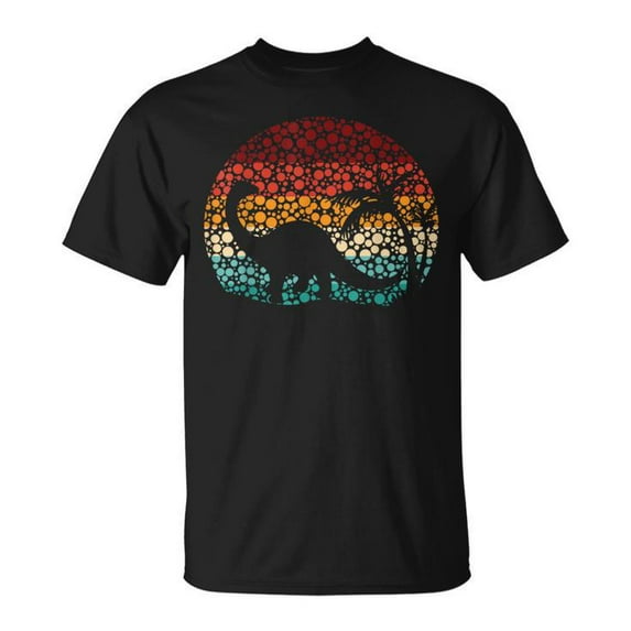 Polka Dot Brontosaurus Retro Vintage Dinosaur Boys T-Shirt – Cute Dinosaur Graphic Tee, Prehistoric Animal Print Shirt, Kids' Jurassic Theme Outfit for Boys