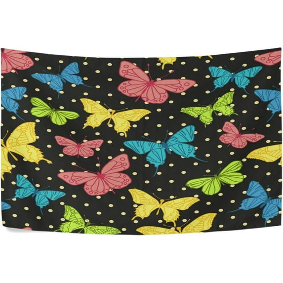 Polka Dot Butterfly Tapestry Wall Hanging Tapestries Happy Colorful Hippie Psychedelic Art Polyester Carpet Wall Decorative for Living Room Bedroom 80x60inch