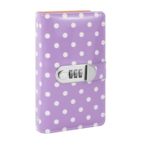 Polka Dot Cash Organizer Binder with Combination Lock, PU Leather Money Storage Book, 100 Bill Capacity, Budget Wallet for Cash Saving Travel Use,Purple