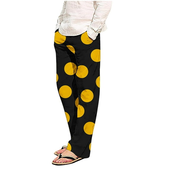 Polka Dot Casual Beach Pants for Men Baggy Straight Wide Leg Lounge Pants with Pockets Workout Fitness Athletic Sports Pants