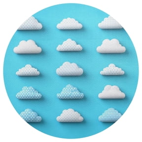 Polka Dot Clouds 15.4in Diameter PVC Plate Mat, Heat-Resistant and Cuttable, Kitchen Decor