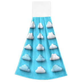 Polka Dot Clouds 2 Pack 14''x18'' Hand Towels Soft Coral Fleece Quick Dry Hook and Loop for Kitchen Bathroom