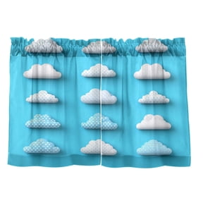 Polka Dot Clouds 27"x24" Linen Look Cafe Curtain Set with Privacy and UV Protection