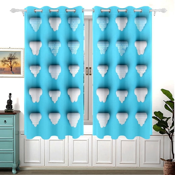 Polka Dot Clouds 63x55in Window Curtain Panels 63x55in 2-Piece Heavy Duty 80% Light Blocking